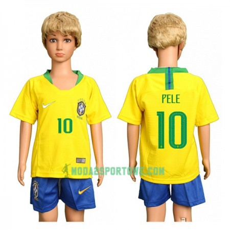 Koszulka Brazylia Pele 10 Dziecięcy Mistrzostwa Świata 2018 Domowe Stroje Piłkarskie